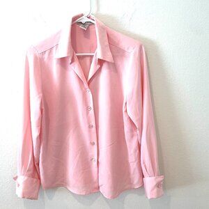 Notations Women's Button Down Cuffed Sleeves Blouse  Pink.  Size: PM